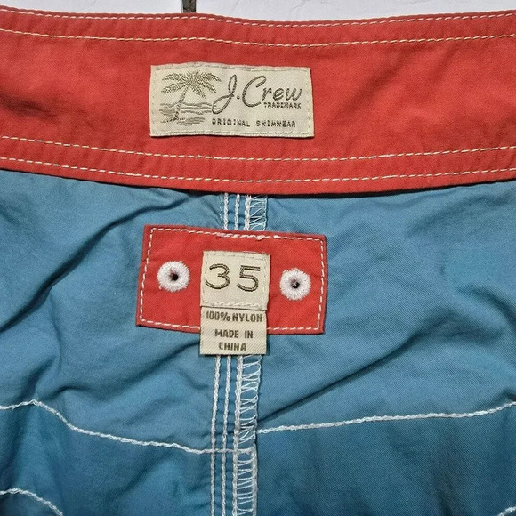 J. Crew Men's Size 35 Nylon Swim Trunks with Drawstring & Pocket - Picture 3 of 11